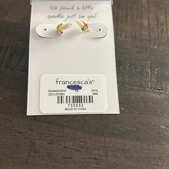 NWT Francesca’s Gold Mini Hoop Earrings w/ Diamond Gem Detailing - Picture 5 of 5